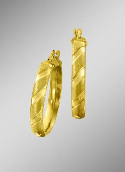 Damen-Goldschmuck>Teils mattierte Creolen