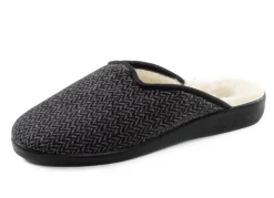 Herrenschuhe|Schuhe>Textil-Pantoffel mit Warmfutter aus reiner Wolle ANTHRAZIT