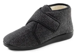 Herrenschuhe|Schuhe>Textil-Stiefelette mit dezentem Fischgrat-Muster ANTHRAZIT