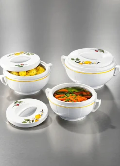 Schüsseln & Behälter>Thermoschüssel-Set, 3-teilig, mit Drehverschluss WEISS