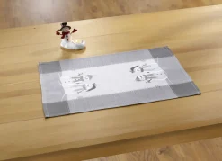 Tischdecken|Dekoration>Tisch- und Raumdekoration in Leinenoptik WEISS-GRAU