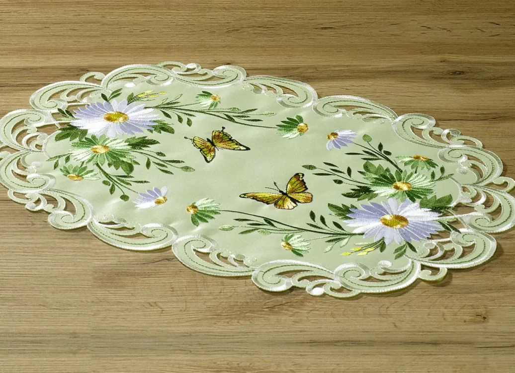 Dekoration|Heimtextilien>Tisch- und Raumdekoration mit Blumen und Schmetterlingen GRÜN