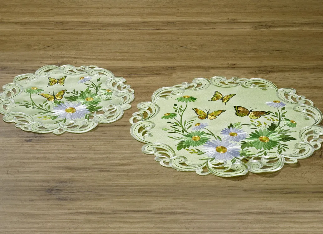 Dekoration|Heimtextilien>Tisch- und Raumdekoration mit Blumen und Schmetterlingen GRÜN