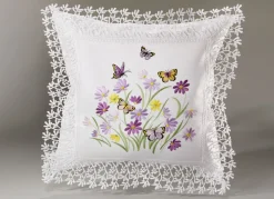 Dekoration|Heimtextilien></noscript>Tisch- und Raumdekoration mit Spitzenborte WEISS-BUNT