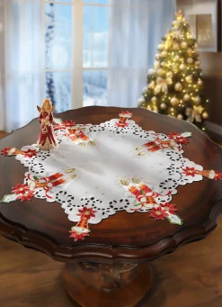 SCHÄFER Tischdecken|Heimtextilien>Tischdecke Stern mit filigraner Stickerei WEISS-BUNT