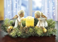 Gestecke & Kränze>Tischgesteck mit LED-Echtwachskerze GRÜN