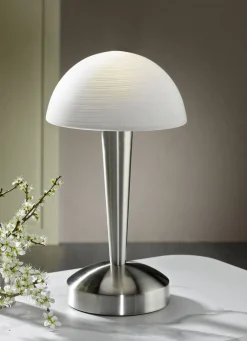 Möbel>Tischleuchte aus Metall und Glas mit Leuchtmittel