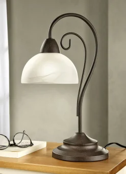 Möbel>Tischleuchte mit Gestell aus antik farbenem Metall ROST