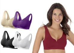 Bekleidung & Strümpfe|Damenwäsche>Traum-BH mit Reißverschluss, 5er-Set BEIGE-LILA-ROT-SCHWARZ-WEISS