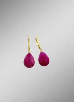 Damen-Edelsteinschmuck>Tropfen-Ohrringe mit Rubin