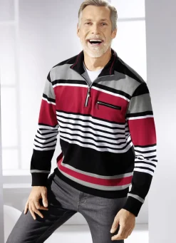 Shirts & Sweatshirts>Troyer aus reiner Baumwolle SCHWARZ-WEIß-ROT-GRAU