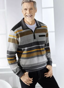 Shirts & Sweatshirts>Troyer mit Brusttasche HELLGRAU-ANTHRAZIT-GELB