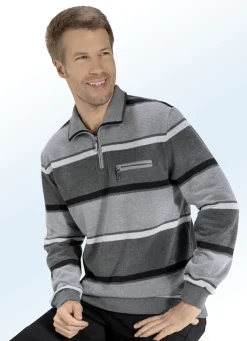 Shirts & Sweatshirts>Troyer mit Brusttasche HELLGRAU-ANTHRAZIT