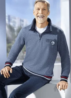 Shirts & Sweatshirts>Troyer mit Druck im Vorderteil BLAU MELIERT