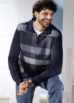 Shirts & Sweatshirts>Troyer mit kurzem Reißverschluss MARINE KARIERT