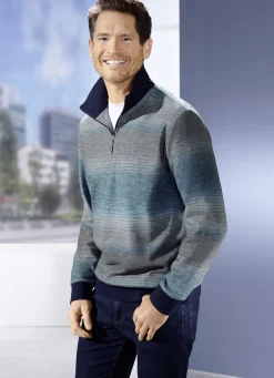 Shirts & Sweatshirts>Troyer mit kurzem Reißverschluss PETROL-GRAU-MARINE