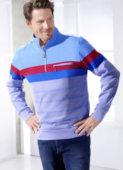 Shirts & Sweatshirts>Troyer mit Reißverschluss-Brusttasche BLEU-AQUA-ROT