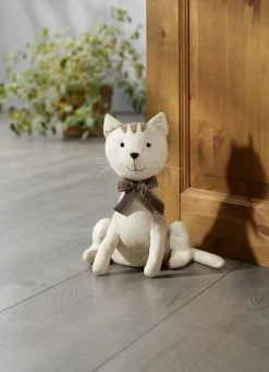 Dekoration>Türstopper Katze WEISS-BRAUN