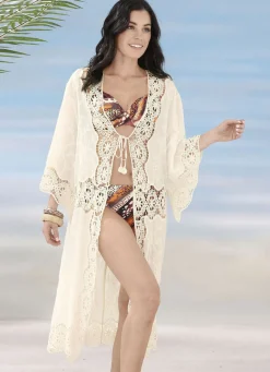 Bade- & Strandmode|Kleider>Tunika aus reiner Baumwolle CREME