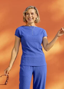 Laura Kent Blusen & Tuniken>Tunika in Seersucker Qualität ROYALBLAU