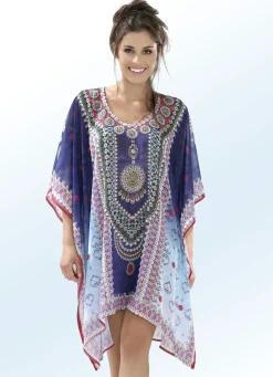 Bade- & Strandmode|Kleider>Tunika mit Schmucksteinchen MULTICOLOR