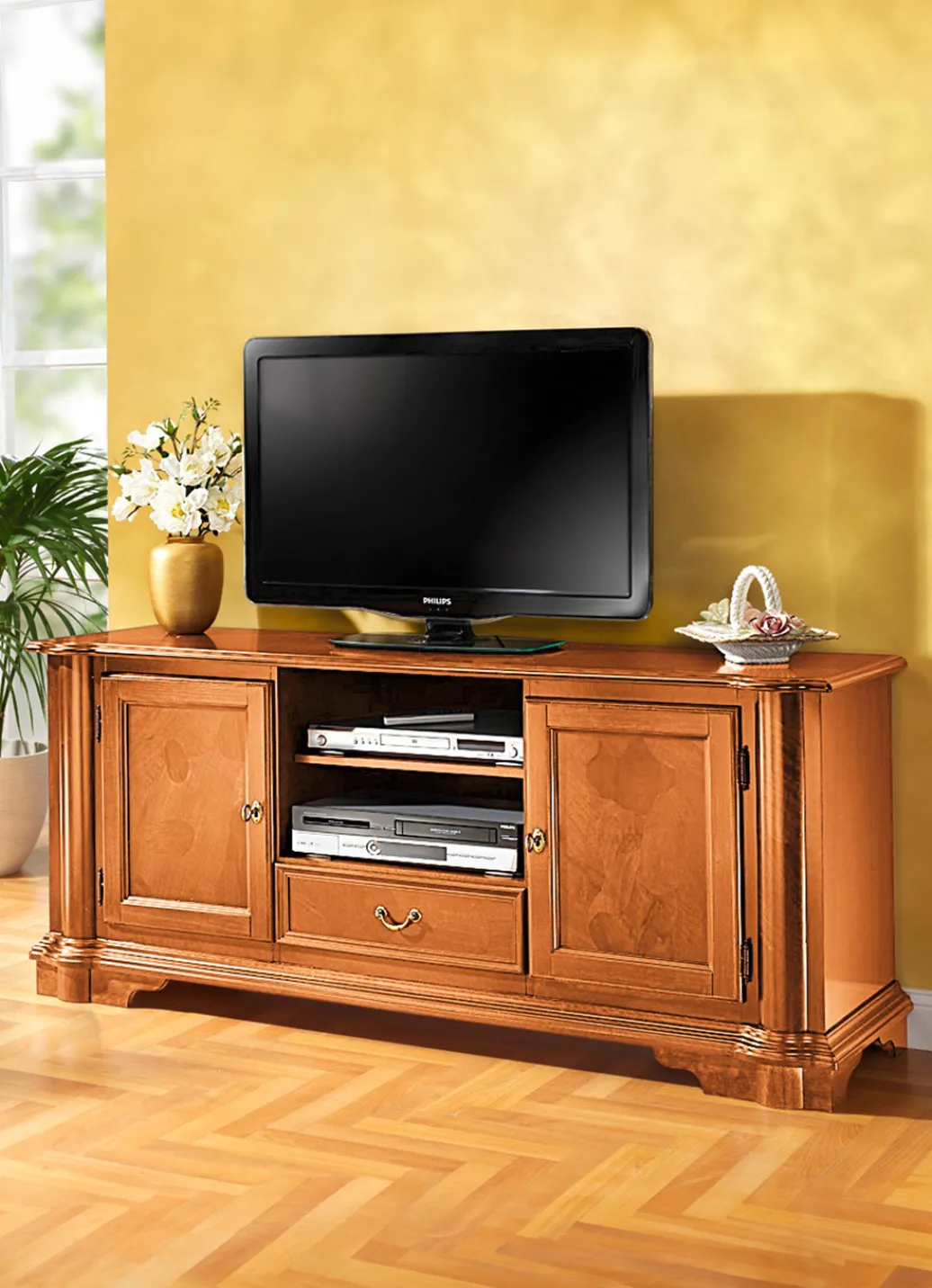 Möbel>TV-Longboard mit echtem Wurzelholzfurnier