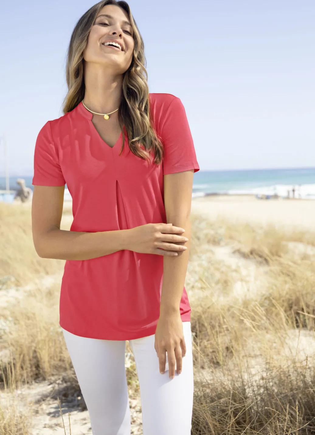 Blusen & Tuniken>Unifarbene Shirt-Tunika