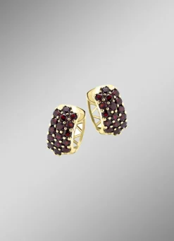 Damen-Edelsteinschmuck>Vergoldete Creolen mit Granat