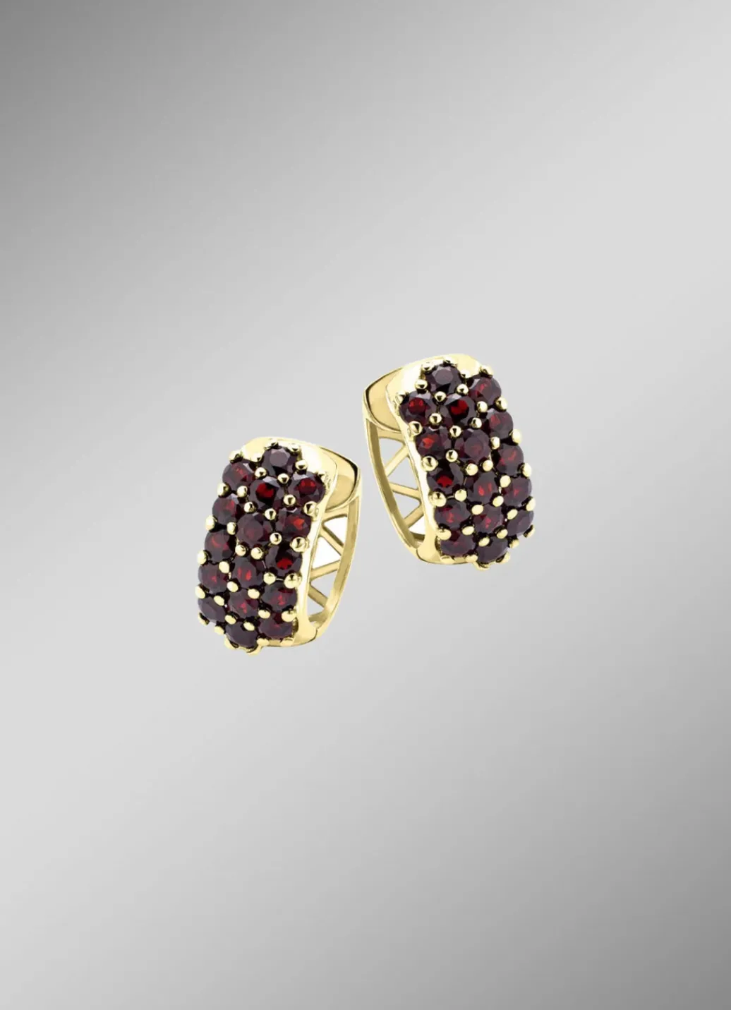 Damen-Edelsteinschmuck>Vergoldete Creolen mit Granat