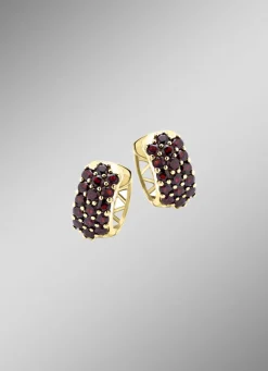 Damen-Edelsteinschmuck>Vergoldete Creolen mit Granat