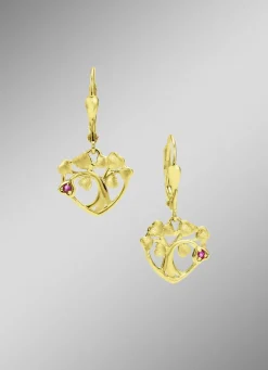 Damen-Edelsteinschmuck>Vergoldete Ohrringe mit Rubin