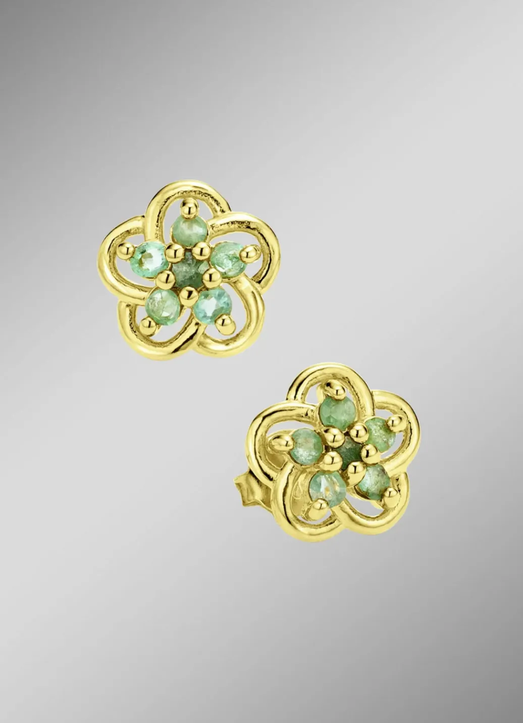 Damen-Edelsteinschmuck>Vergoldete Ohrstecker mit echt Smaragd