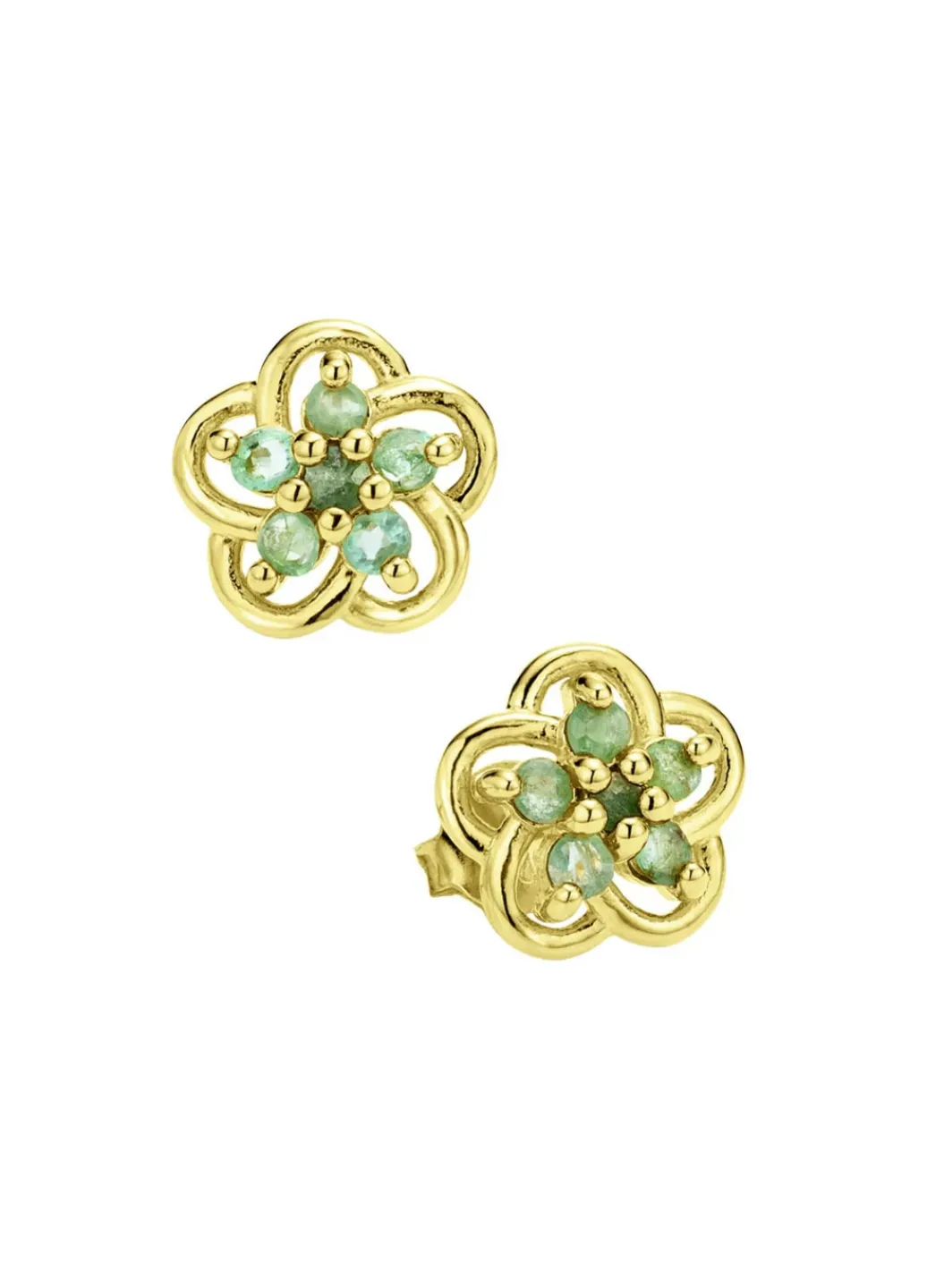 Damen-Edelsteinschmuck>Vergoldete Ohrstecker mit echt Smaragd