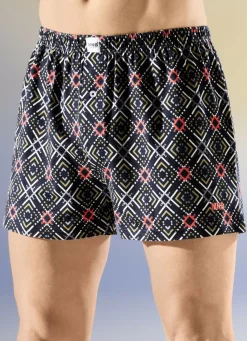 Wäsche|Herrenwäsche>Viererpack Boxershorts mit Dehnbund 2X MARINE-BUNT, 2 X UNI MARINE