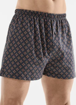 Wäsche|Herrenwäsche>Viererpack Boxershorts mit knöpfbarem Eingriff 2X NAVY-BUNT, 2X UNI NAVY