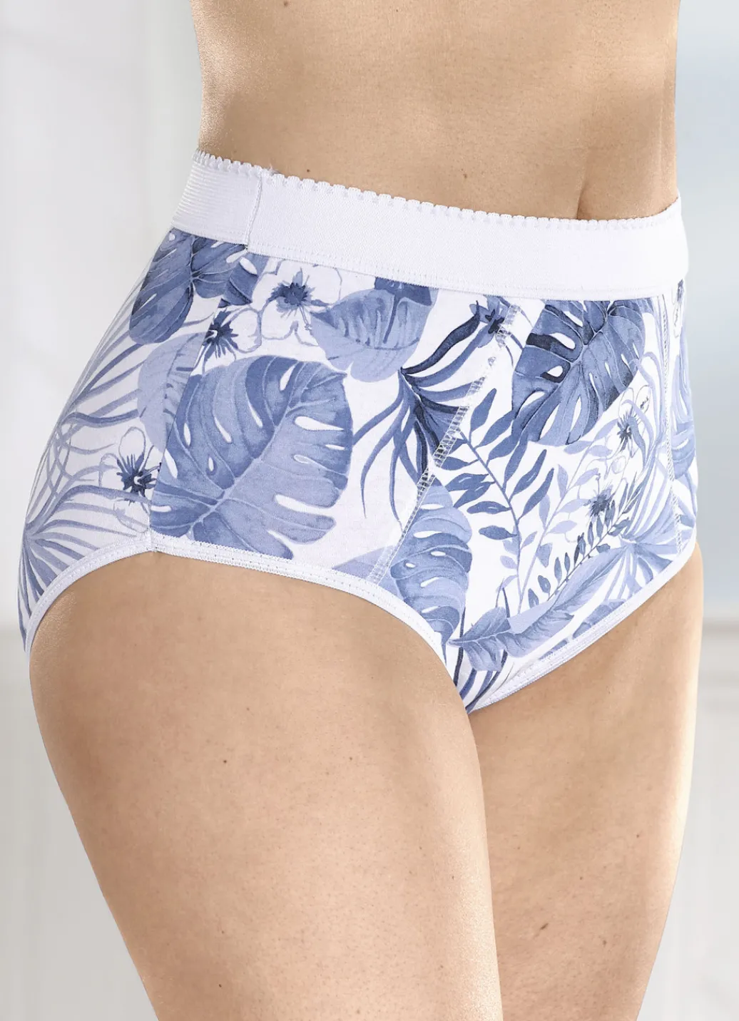 Damenwäsche|Wäsche>Viererpack Formslips mit verstärkter Bauchpartie WEISS-BLAU