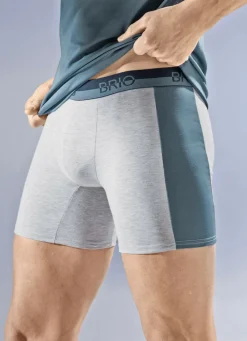 Wäsche|Herrenwäsche>Viererpack Pants mit seitlichen Einsätzen 2X GRAU MELIERT-RAUCHBLAU, 2X GRAU MELIERT-SCHWARZ