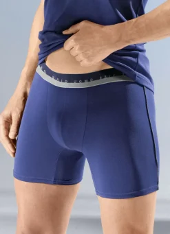 Wäsche|Herrenwäsche>Viererpack Pants, uni, mit Elastikbund 2X BLAU, 2X ANTHRAZIT