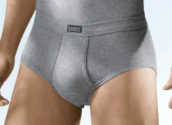 Wäsche|Herrenwäsche>Viererpack Slips aus Feinripp mit Eingriff, uni bunt 2X STEINGRAU MELIERT, 2X JEANSBLAU MELIERT