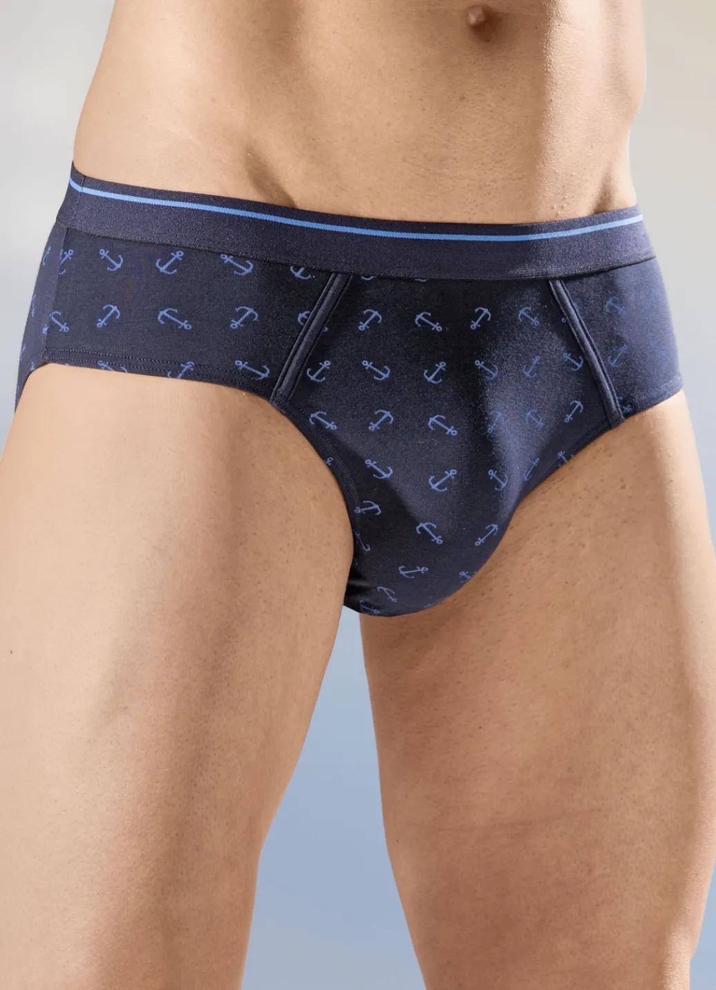 Wäsche|Herrenwäsche>Viererpack Slips mit Elastikbund 2X NAVY-BLAU, 2X UNI BLAU