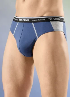 Wäsche|Herrenwäsche>Viererpack Slips mit Elastikbund 2X BLAU-GRAU MELIERT, 2X SCHWARZ-GRAU MELIERT