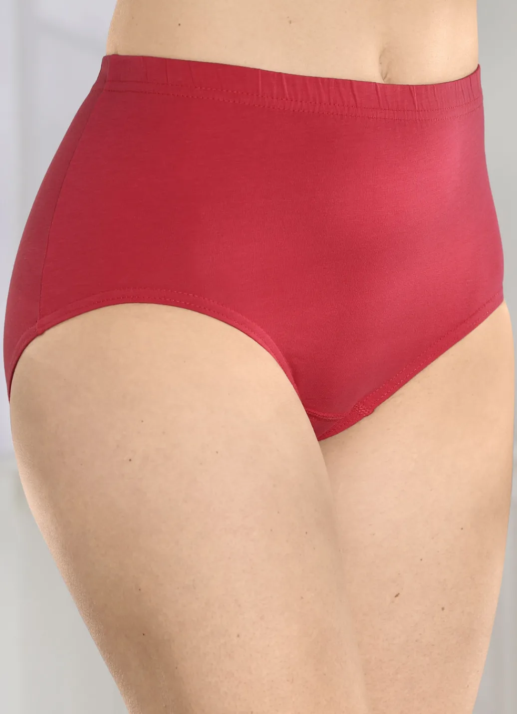 MONAMI Damenwäsche|Wäsche>Viererpack Slips mit Gummizug im Bund ROT