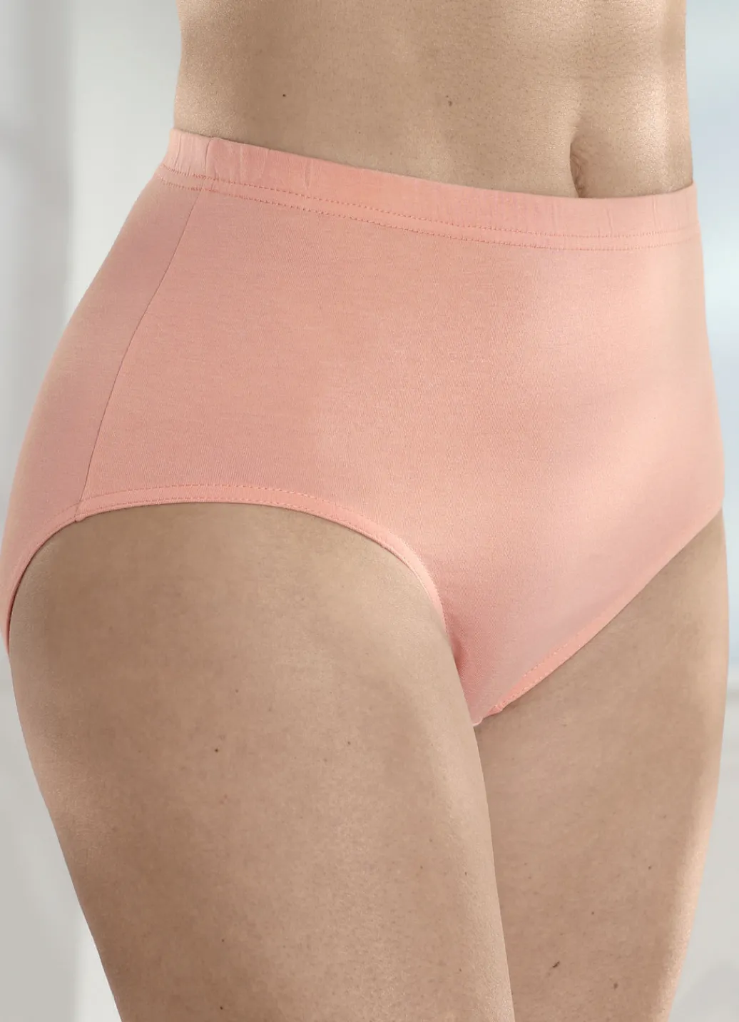 MONAMI Damenwäsche|Wäsche>Viererpack Slips mit Gummizug APRICOT