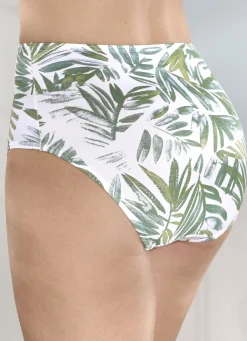 Damenwäsche|Wäsche>Viererpack Slips mit hübschem Floraldessin WEISS-GRÜN