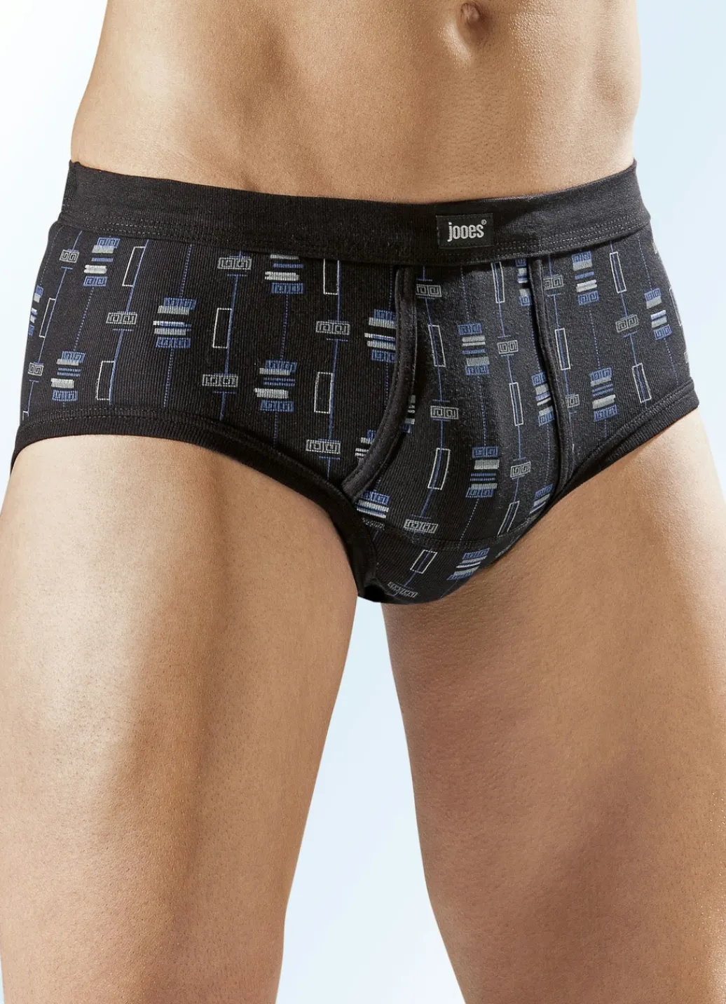 Wäsche|Herrenwäsche>Viererpack Slips mit paspeliertem Eingriff, allover dessiniert 2X SCHWARZ-BUNT, 2X MARINE-BUNT