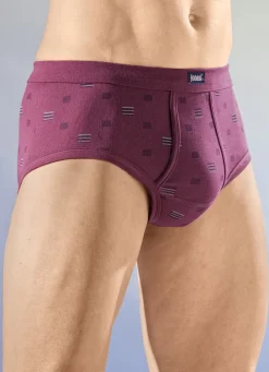 Herrenwäsche|Wäsche>Viererpack Slips mit Softbund 2X RUBINROT-BUNT, 2X HELLGRAU-BUNT