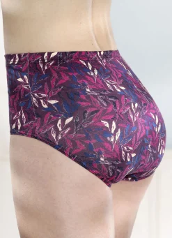 Wäsche|Damenwäsche>Viererpack Slipsmit Gummizug im Bund BURGUND-JEANSBLAU-AZALEE-BUNT