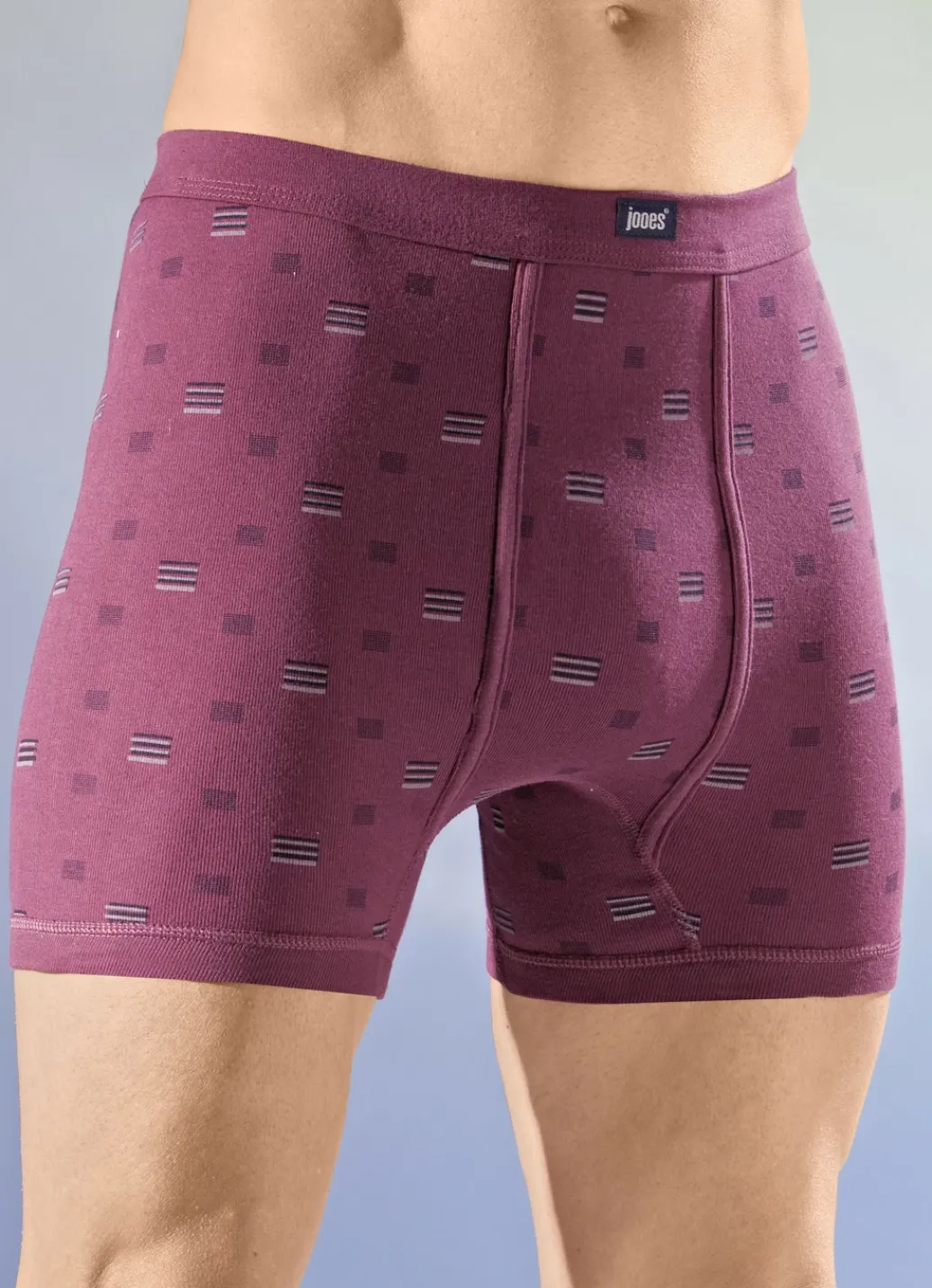 Wäsche|Herrenwäsche>Viererpack Unterhosen mit Softbund 2X RUBINROT-BUNT, 2X HELLGRAU-BUNT