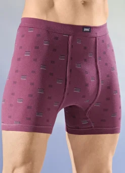 Wäsche|Herrenwäsche>Viererpack Unterhosen mit Softbund 2X RUBINROT-BUNT, 2X HELLGRAU-BUNT