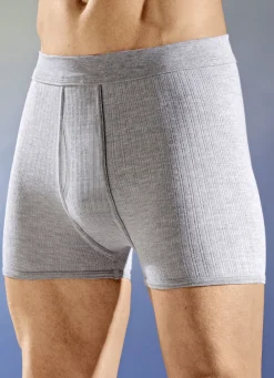 Wäsche|Herrenwäsche>Viererpack Unterhosen mit Softbund 2X GRAU MELIERT, 2X MARINE